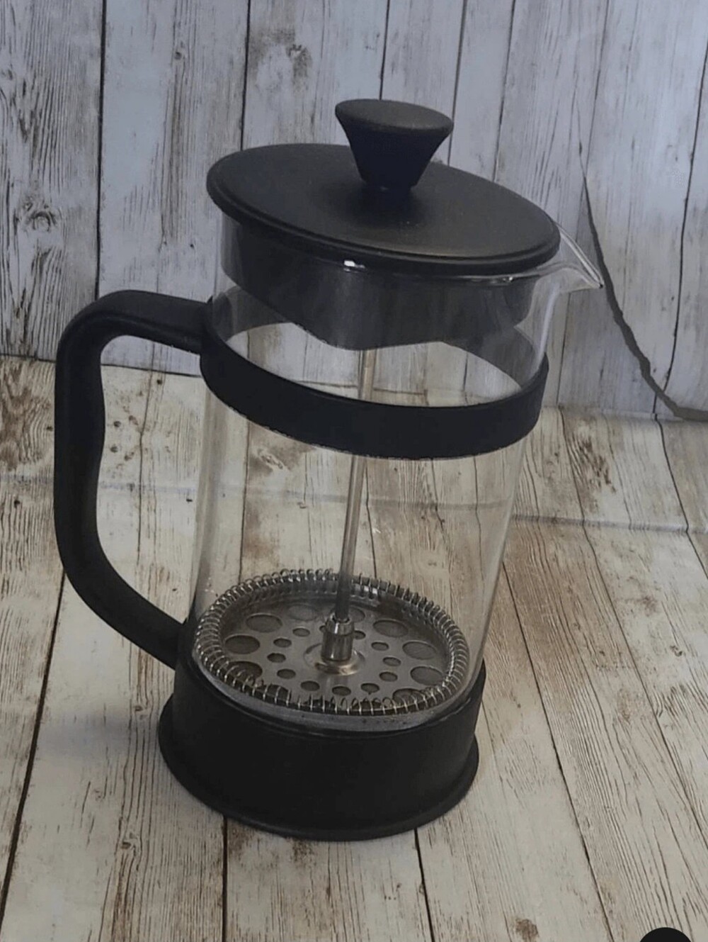 Black French Press Coffee Maker - Glass Plunger Carafe